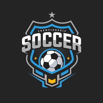 Soccer Football Badge Logo Design Templates Sport Team Identity Vector Illustrations isolated on black Background
