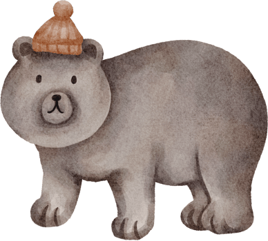 watercolor cute bear character png