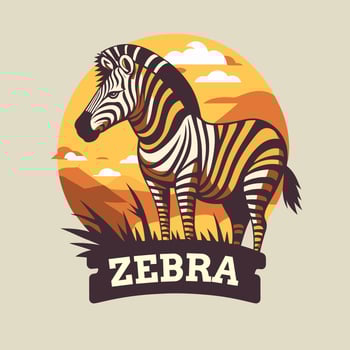 zebra animal  character logo mascot in cartoon flat color illustration vector