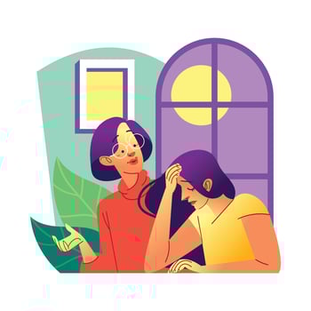 Stressed Woman Consultation with Her Mother vector