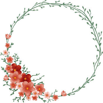 watercolor circle flower frame png