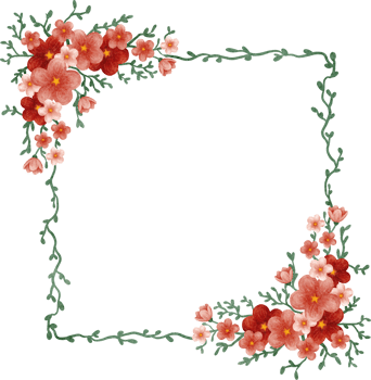 watercolor square flower frame png