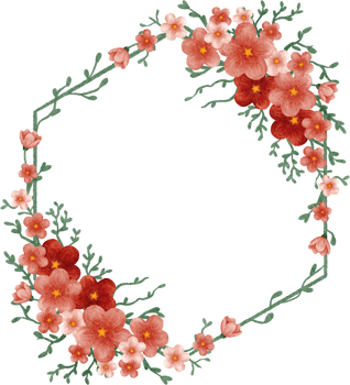watercolor red flower frame png