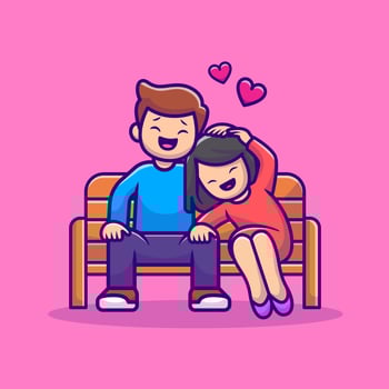 Cute Couple Human Cartoon Vector Icon Illustration. People Romance Icon Concept Isolated Premium Vector. Flat Cartoon Style