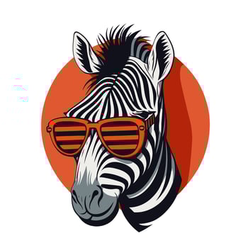 zebra animal  character logo mascot in cartoon flat color illustration vector