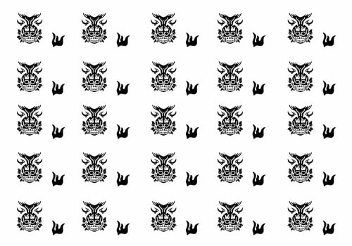 Tattoo art design of skull with whale tail horn pattern vector