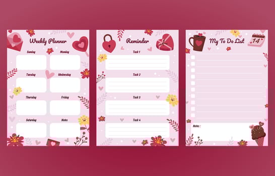 Valentine Journal Templates vector