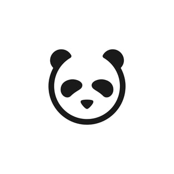 simple flat panda head logo vector