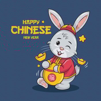 Happy Chinese New Year Celebration With Cute Rabbit free download vector