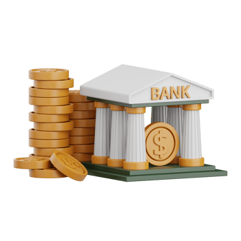 3d rendering bank building isolated useful for banking, money, currency, finance and business design png