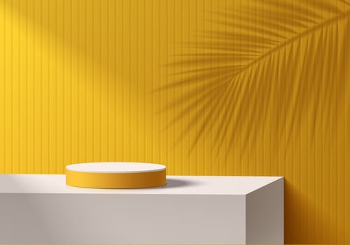 Yellow background with a white pedestal vector