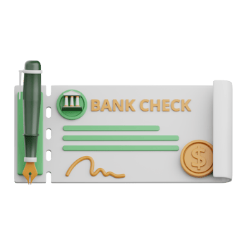 3d rendering bank check isolated useful for banking, money, currency, finance and business design png
