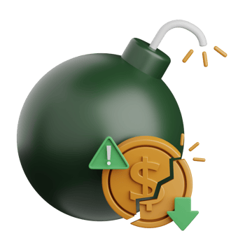 3d rendering financial debt isolated useful for banking, currency, finance and business design png