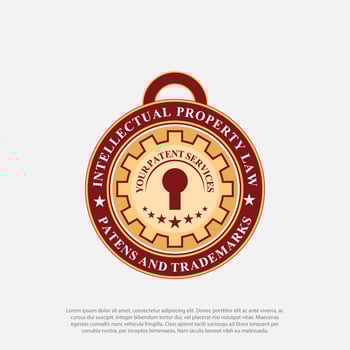 Patented badge concept. Patented property patent Vector logo design
