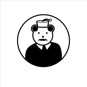 bear with  moustache in flat design for logo or icon vector