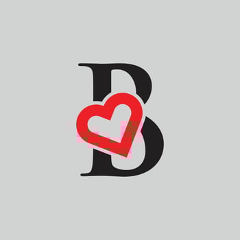 Logo Heart Letter B. Beautiful vector love logo design. B love outline creative letter design