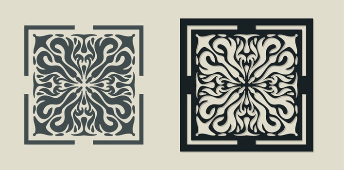 Vector Laser cut decorative Template of Majolica tile with Vintage ornament for stencils, die cutting or wood carving, element for wedding invitation card