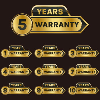 golden premium warranty badge set 5 years warranty vector