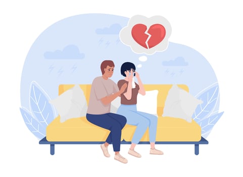 Heartbroken girlfriend flat concept vector illustration