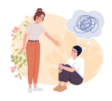 Mental support flat concept vector illustration