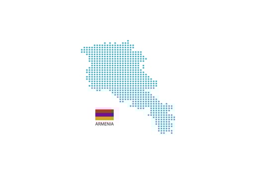 Armenia map design blue circle, white background with Armenia flag. vector