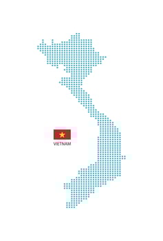 Vietnam map design blue circle, white background with Vietnam flag. vector