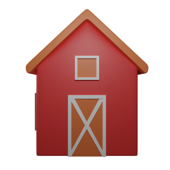 3d barn front view with transparent background png