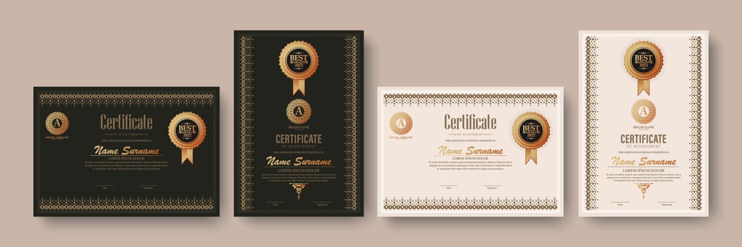 Achievement certificate best award diploma set vector