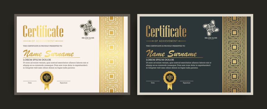 Achievement certificate best award diploma set vector