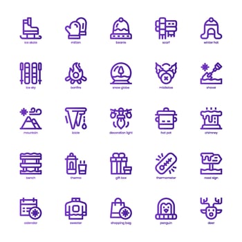Winter icon pack for your website, mobile, presentation, and logo design. Winter icon basic line gradient design. Vector graphics illustration and editable stroke.