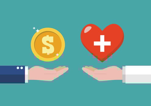Businessman paying money for health vector