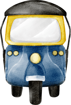 watercolor tuktuk travel clip art png