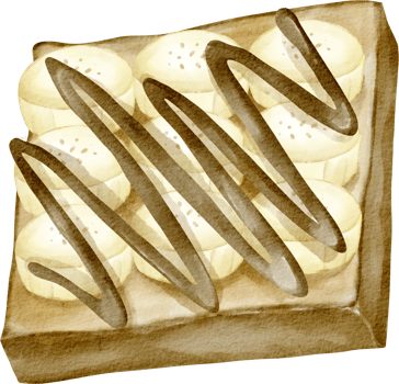 watercolor waffle banana toast png