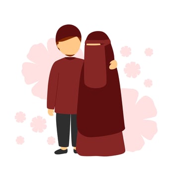 Vector illustration of a romantic Muslim couple