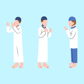 Set Of Muslim Man Character Praying vector