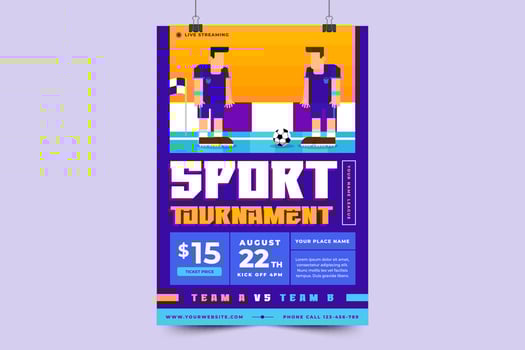 Football tournament sport event flyer or poster design template easy to customize vector