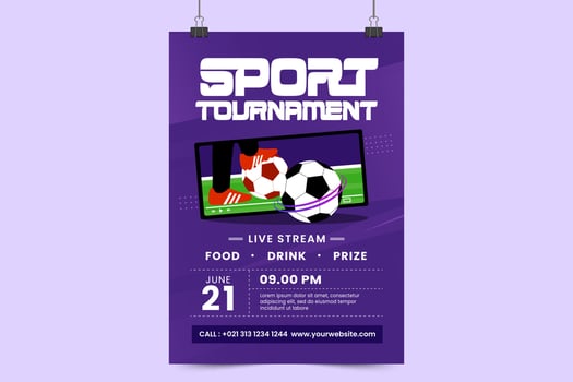 Football tournament sport event flyer or poster design template easy to customize vector