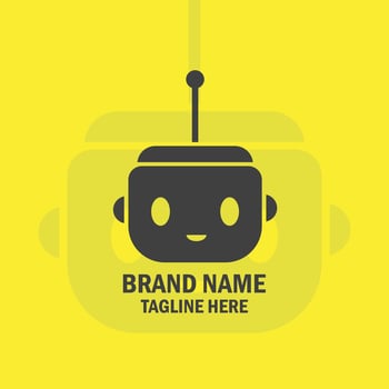 Iconic robot head technology logo vector