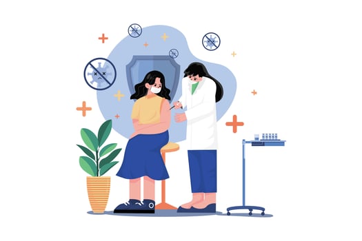 Vaccination Covid-19 Illustration concept. A flat illustration isolated on white background vector
