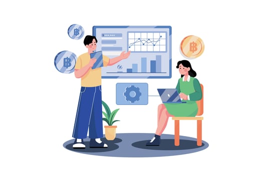 Cryptocurrencies Develop Illustration concept on white background vector