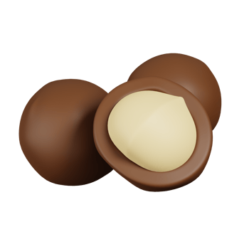 Macadamia nuts isolated. 3D render of Nuts, seeds and grains icon png