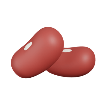 Kidney beans, Red beans isolated. 3D render of Nuts, seeds and grains icon png