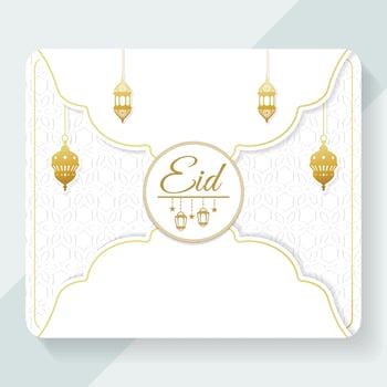 Eid invitation card design, ramadan islamic cover vector