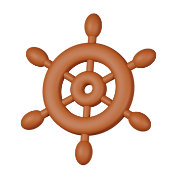 Ship wheel marine wooden isolated. 3D render of Sea and beach icon png