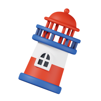 Lighthouse isolated. 3D render of Sea and beach icon png