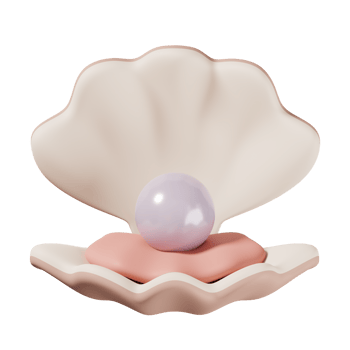 Pearl inside seashell isolated. 3D render of Sea and beach icon png