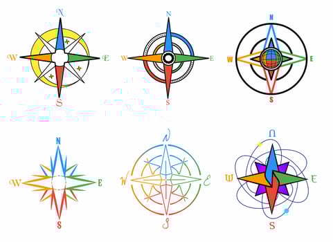 set Rose of Wind color element for design vector