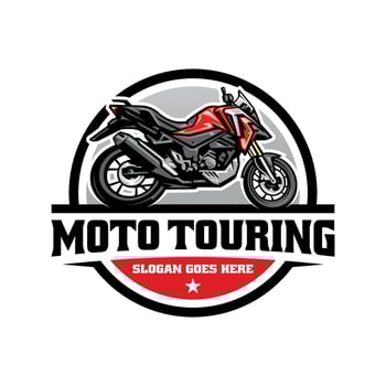 touring and adventure motorcycle logo vector