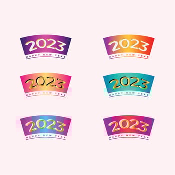 free vector elegant happy new year 2023 text typography design set