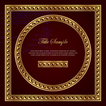 Luxury golden square and round frame set vector